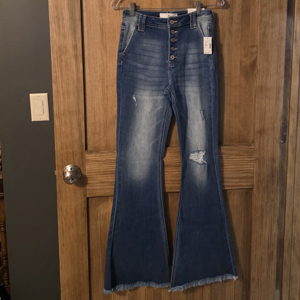 KanCan Women's Flared Blue Jeans